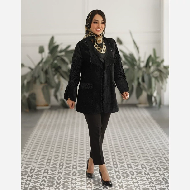 کت مخمل  شانل قواره دار