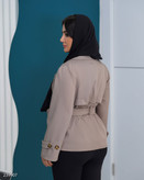بارانی زنانه جنس سانتانا یقه انگلیسی مدل آژوان