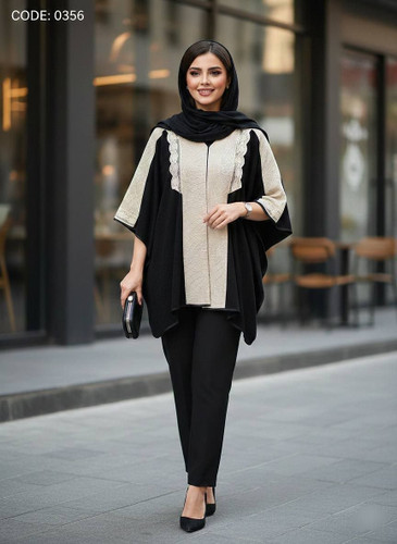 مانتو پانچ کوتاه زنانه کد ۰۳۳۷