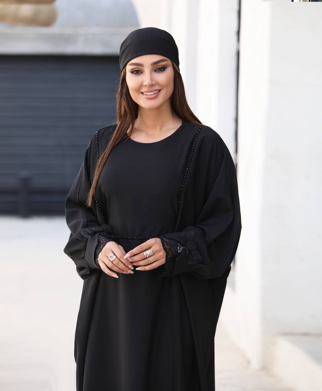 مانتو عبایی زنانه کریستال دوزی آستین پاپیونی