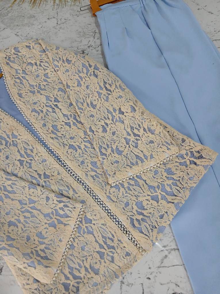 کت و شلوار مجلسی زنانه دانتل گیپوری