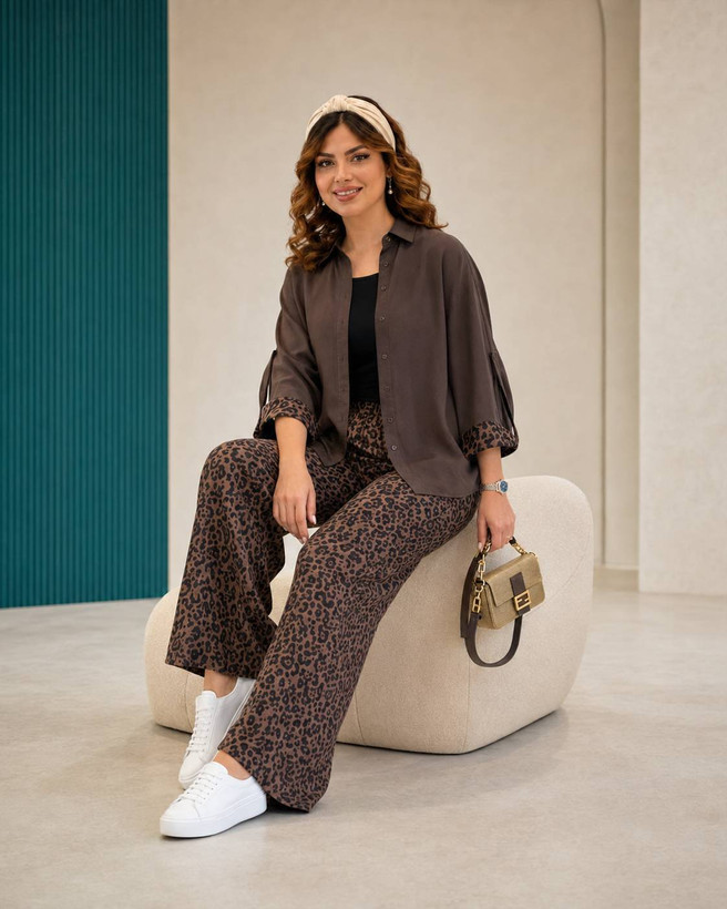 ست پلنگی زنانه شومیز شلوار