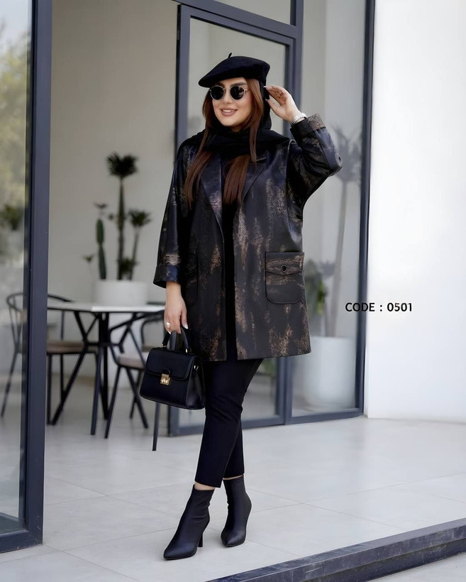 مانتو پاییزه سوییت چرم کد ۰۵۰۱