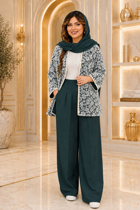 مانتو شلوار زنانه دانتل گیپور
