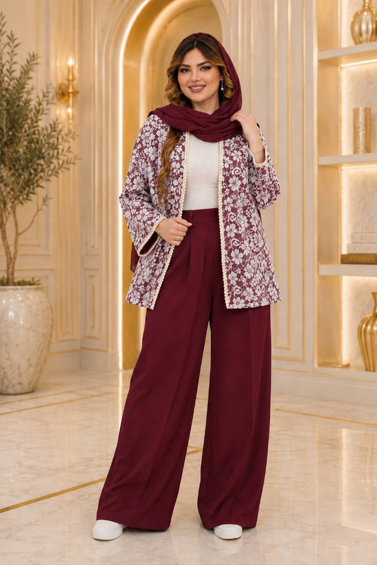 مانتو شلوار زنانه دانتل گیپور