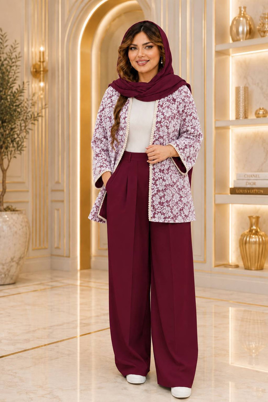 مانتو شلوار زنانه دانتل گیپور