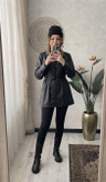 پالتو چرم تیر کمونی زنانه
