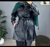 پالتو چرم تیر کمونی زنانه