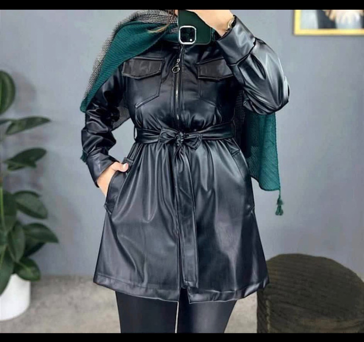 پالتو چرم تیر کمونی زنانه