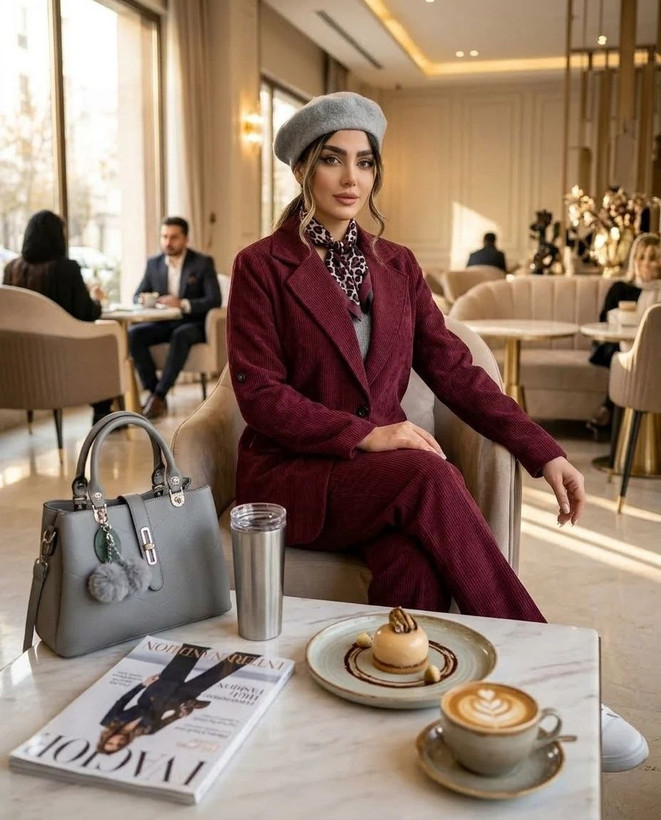 کت و شلوار مخمل کبریتی زنانه مناسب سه فصل
