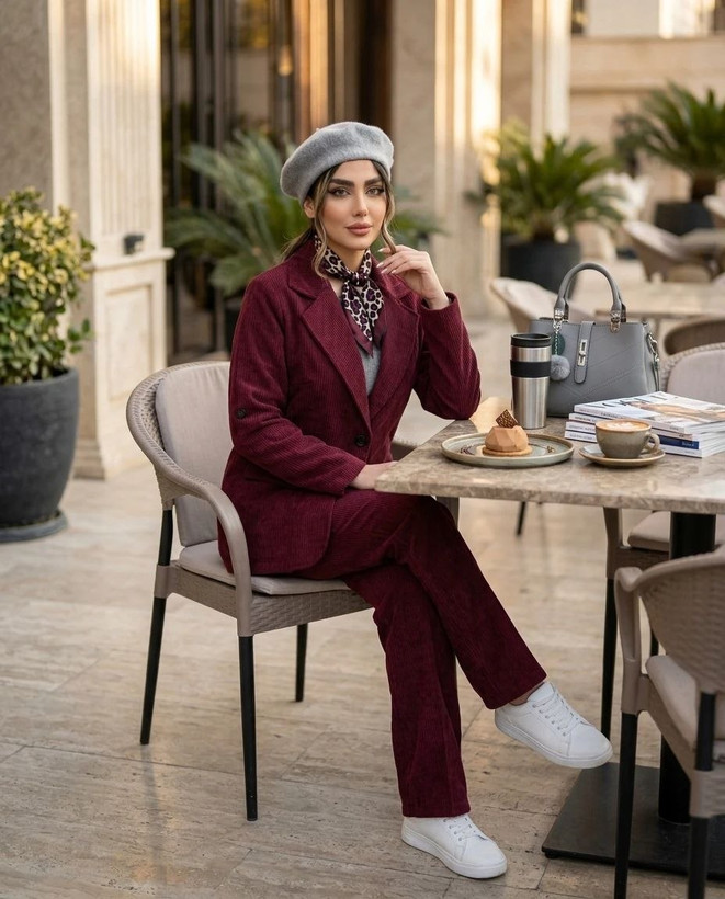 کت و شلوار مخمل کبریتی زنانه مناسب سه فصل